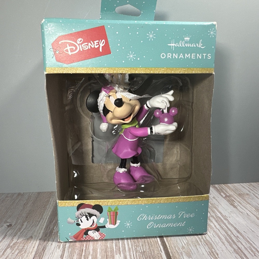 Hallmark Disney Minnie Mouse Plastic Christmas Tree Ornament Purple Outfit